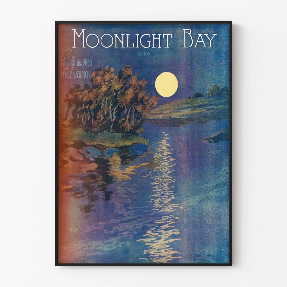Kattomaalaus juliste Moonlight Bay kuunvalossa