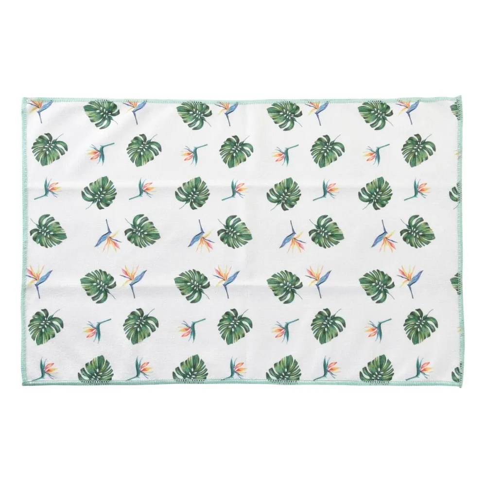 Keittiöliina DKD Home Decor Harmaa Trooppinen 3 Kappaletta