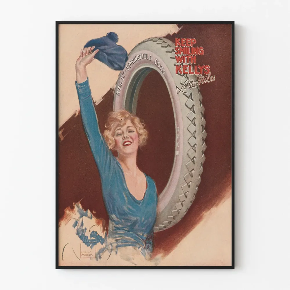 Kelly Springfield vintage mainosjuliste - Keep Smiling Kellys