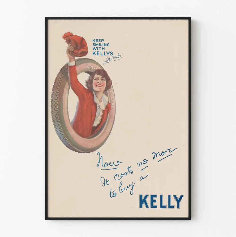 Kellys vintage mainosjuliste seinäkoristukseen