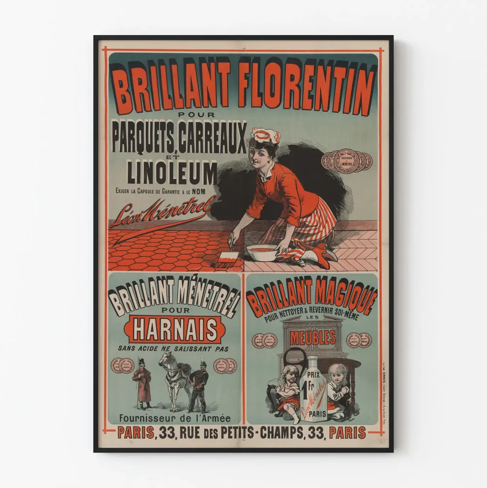 Kiiltävä Florentin juliste parketille, laattoihin ja linoleumille - Vintage- koriste Léon Ménétrel