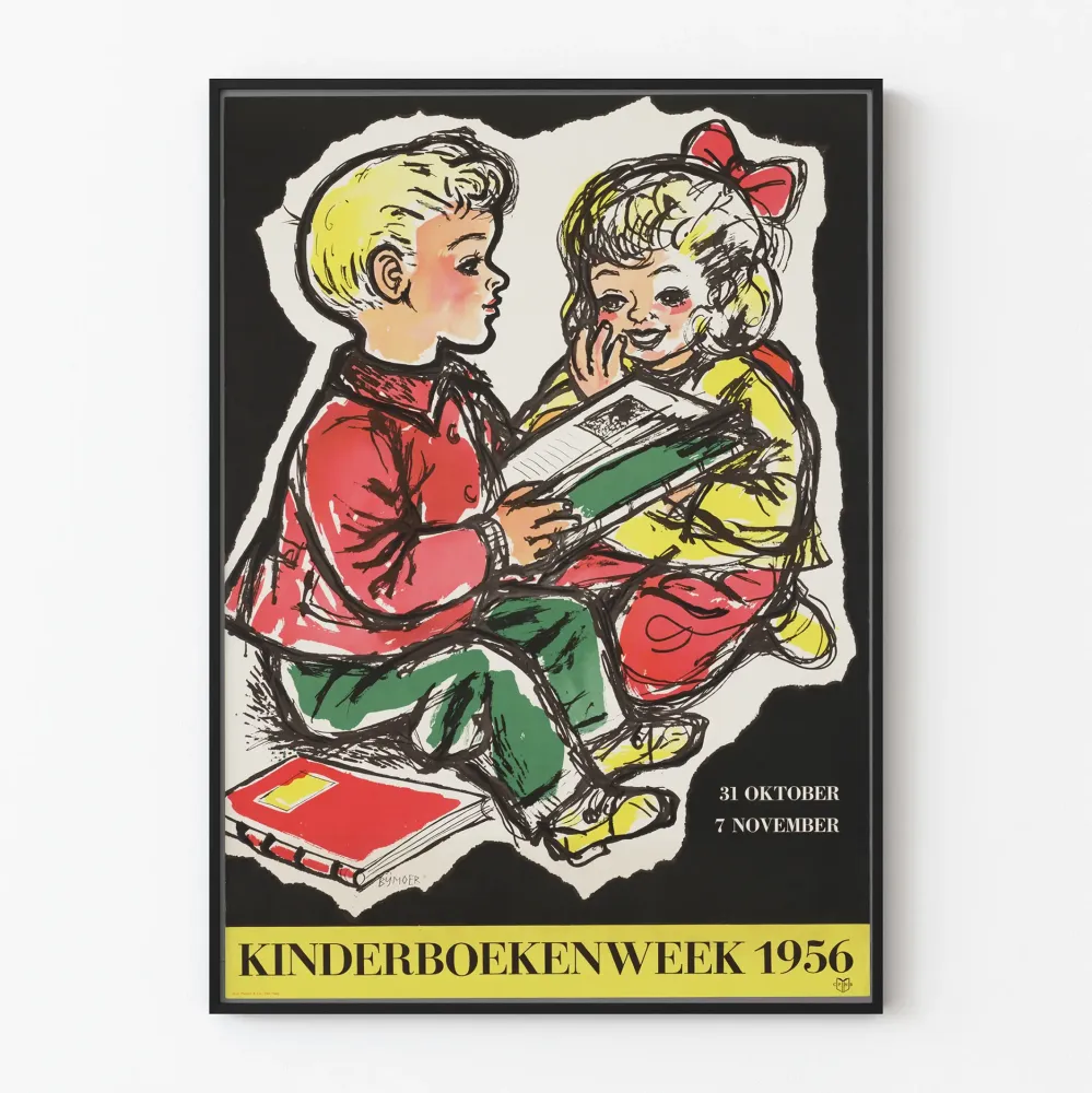 Kinderboekenweek 1956 - Juliste vintage lasten lukukokemus