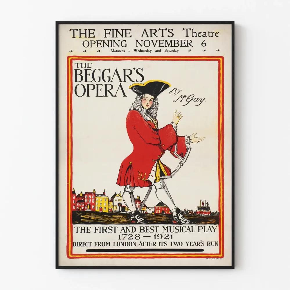 Klassinen juliste Beggar's Opera - Vintage-teatterin seinäkoristelu