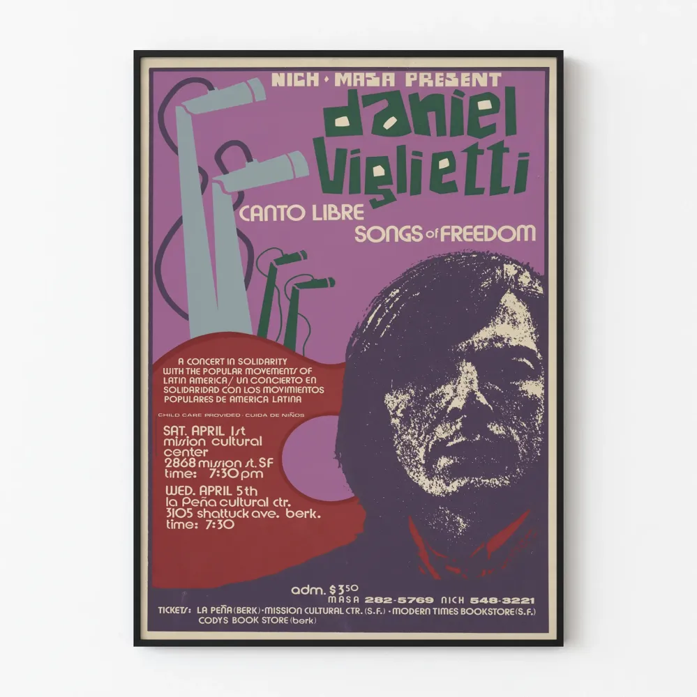 Konserttijuliste Daniel Viglietti Canto Libre - Vapauden laulut