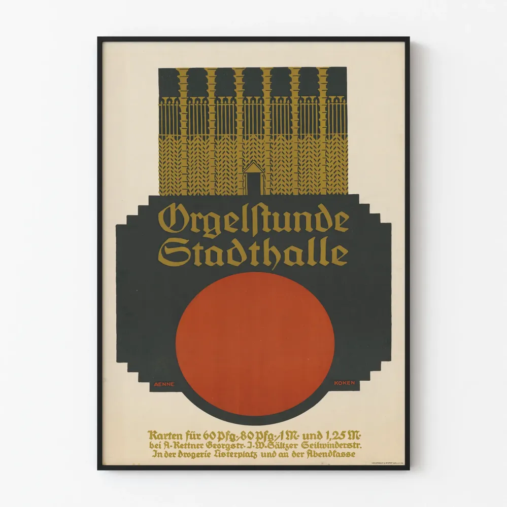 koristeellinen juliste Orgelstunde Stadthalle Hannover vintage-tyyli