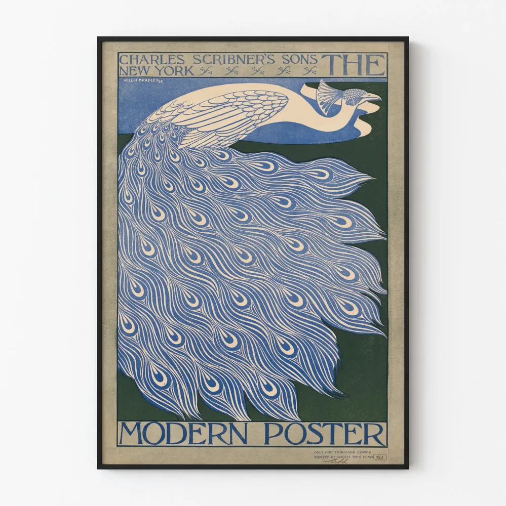 Koristeellinen peacock-tyylinen moderni juliste