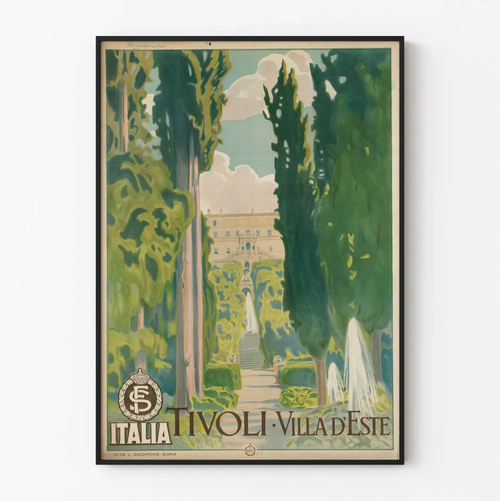 koristeellinen Tivoli Villa d'Este Italia vintage juliste