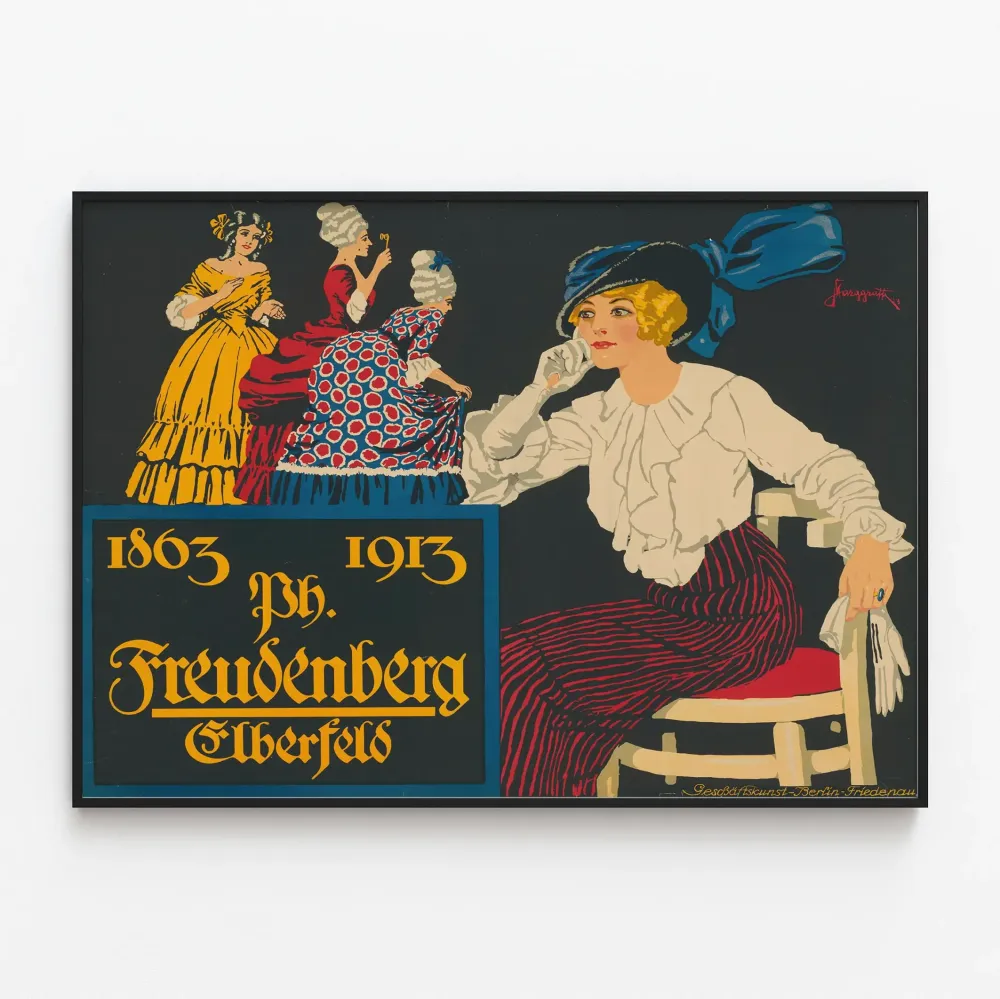 Koristeellinen vintage juliste Freudenberg Elberfeld 1863-1913