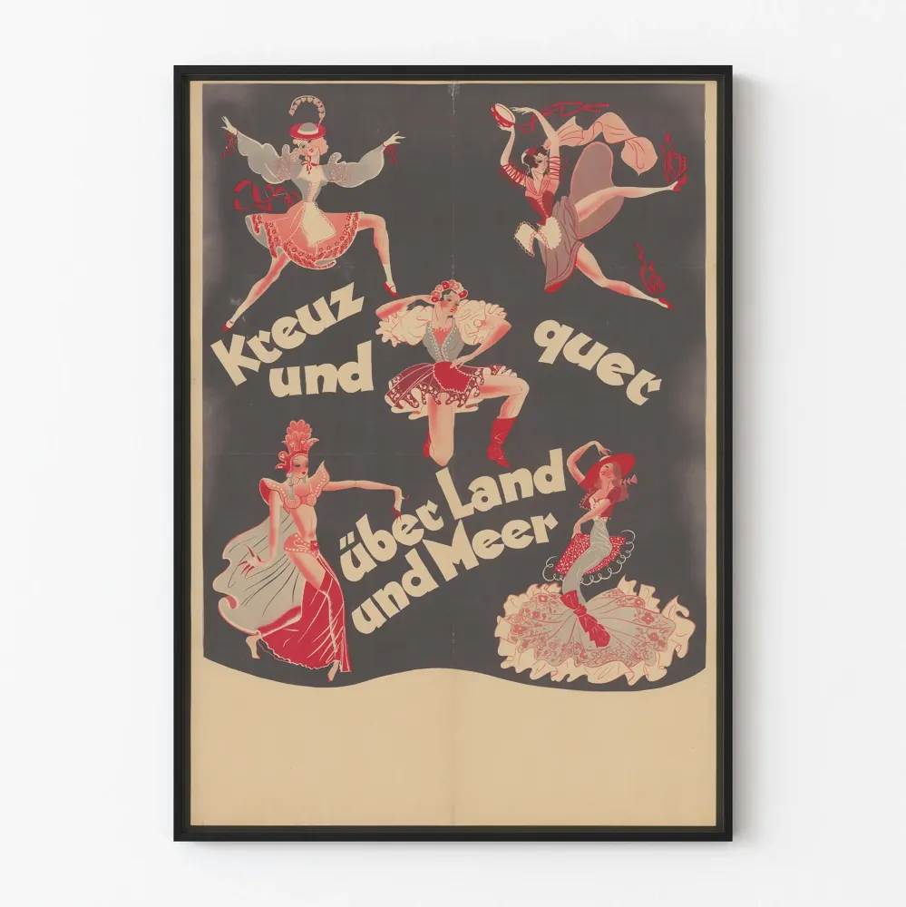 koristeellinen vintage juliste kansantanssijoista