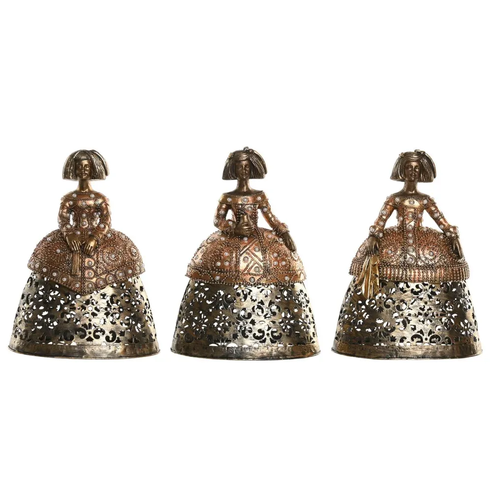Koristehahmo Home ESPRIT Kullattu 18 x 11,5 x 24 cm (3 osaa)