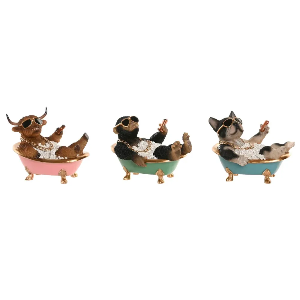 Koristehahmo Home ESPRIT Musta Monivärinen 20 X 14,5 X 15,5 CM (3 osaa)