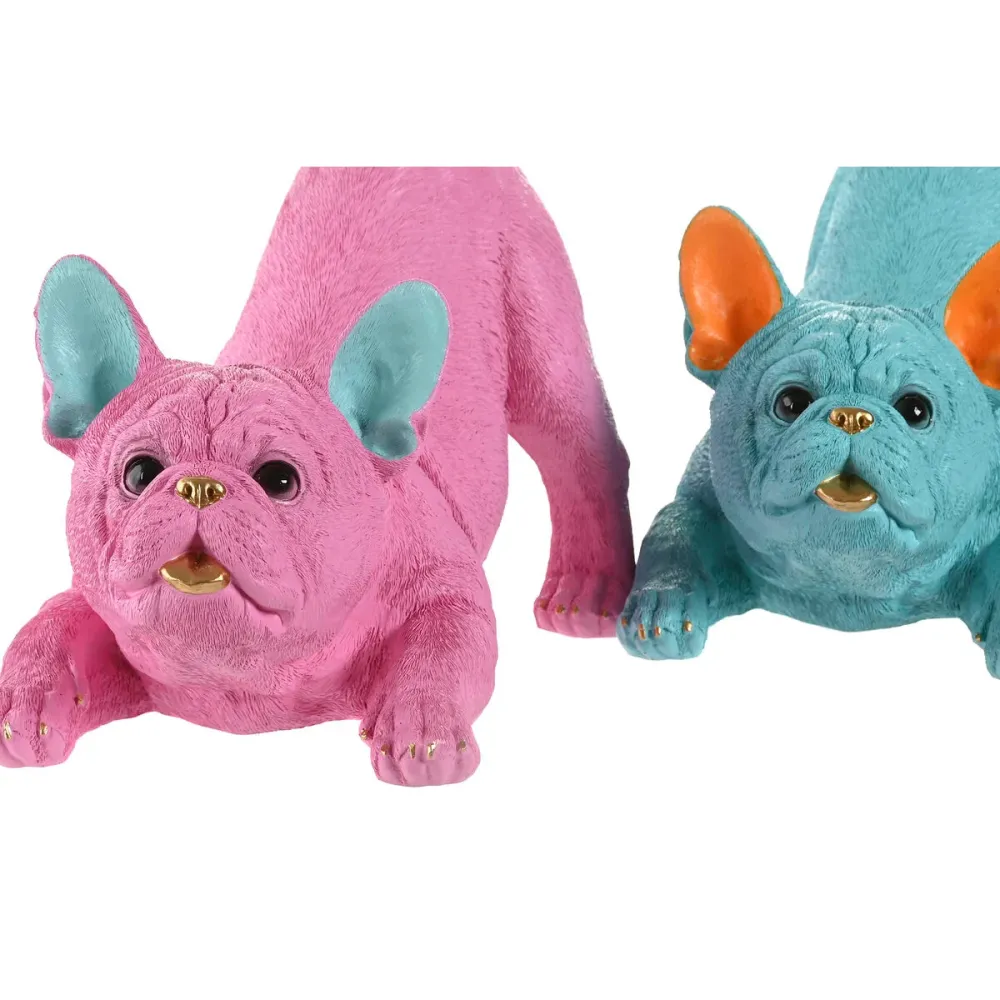 Koristehahmo Home ESPRIT Sininen Fuksia Koira 34,5 X 20 X 22 CM (2 osaa)