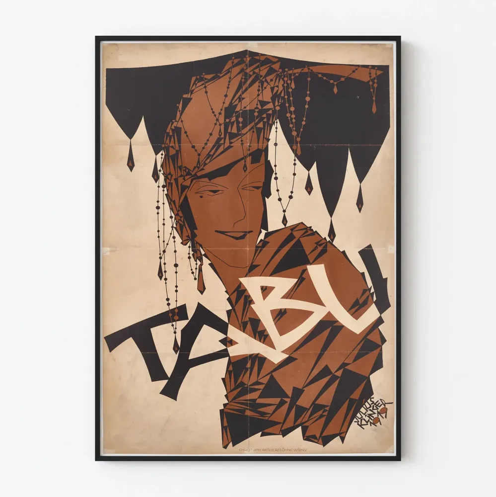 Koristejuliste Art Déco naisesta tyylitelty Tabu