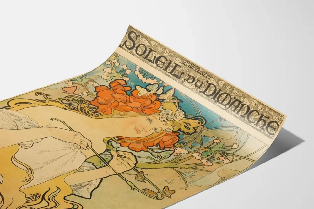 Koristejuliste Art Nouveau Sunnuntain Aurinko