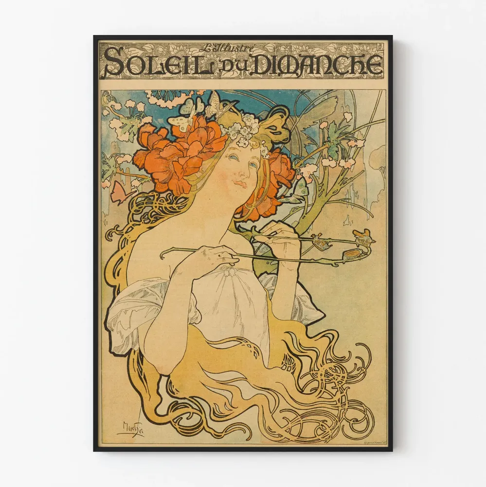 Koristejuliste Art Nouveau Sunnuntain Aurinko