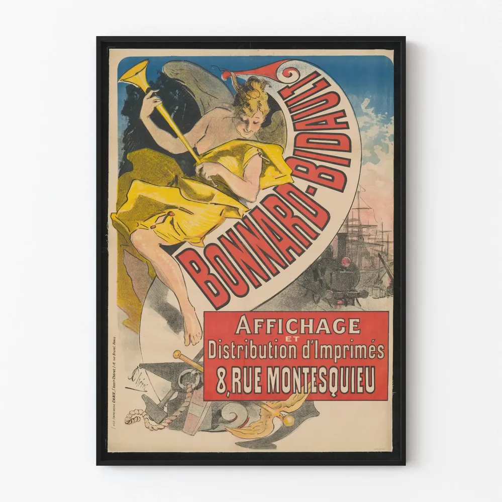 Koristejuliste Bonard-Bidault enkelillä ja trumpetilla vintage