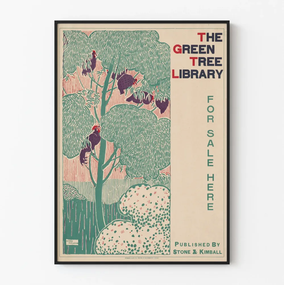 Koristejuliste Green Tree Library vintage