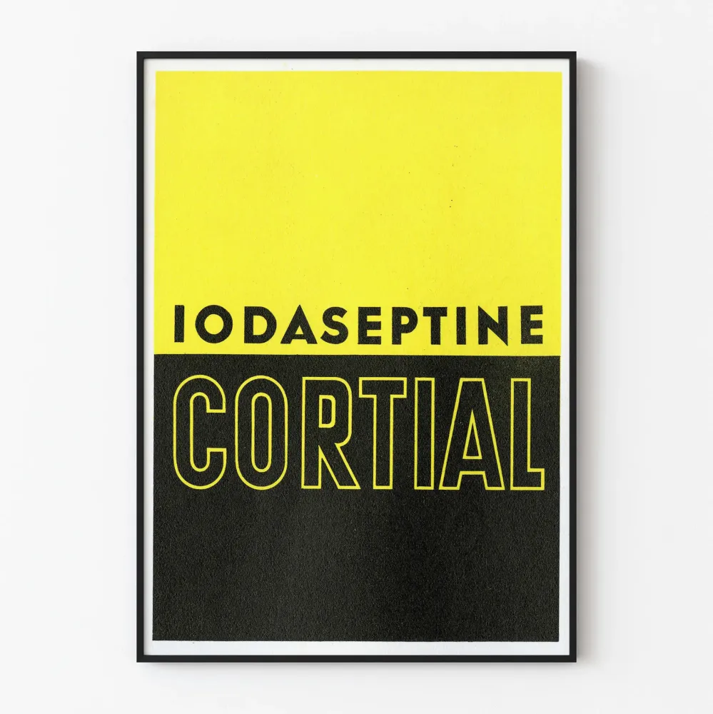 Koristejuliste Iodaseptine Cortial kaksivärinen muotoilu
