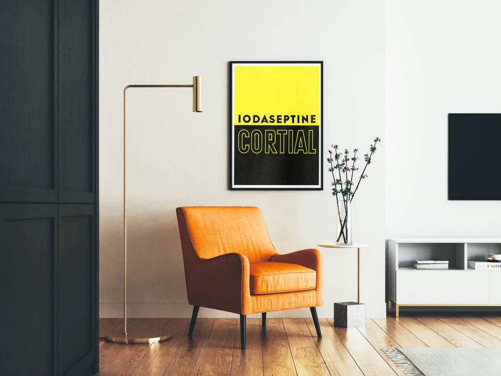 Koristejuliste Iodaseptine Cortial kaksivärinen muotoilu