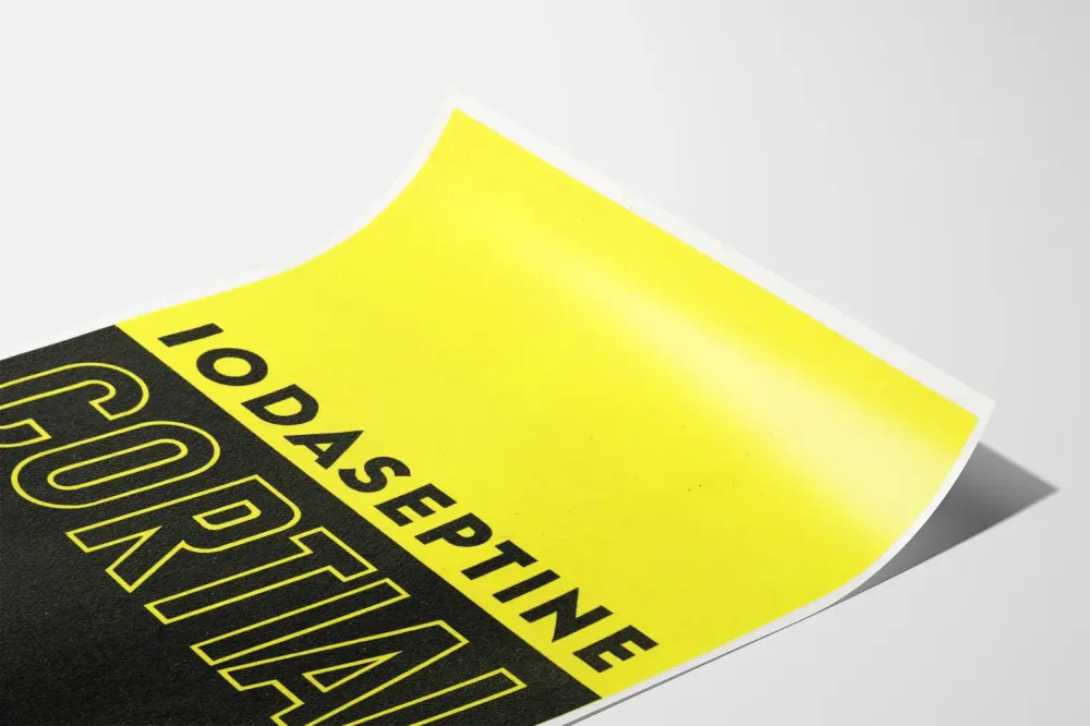 Koristejuliste Iodaseptine Cortial kaksivärinen muotoilu