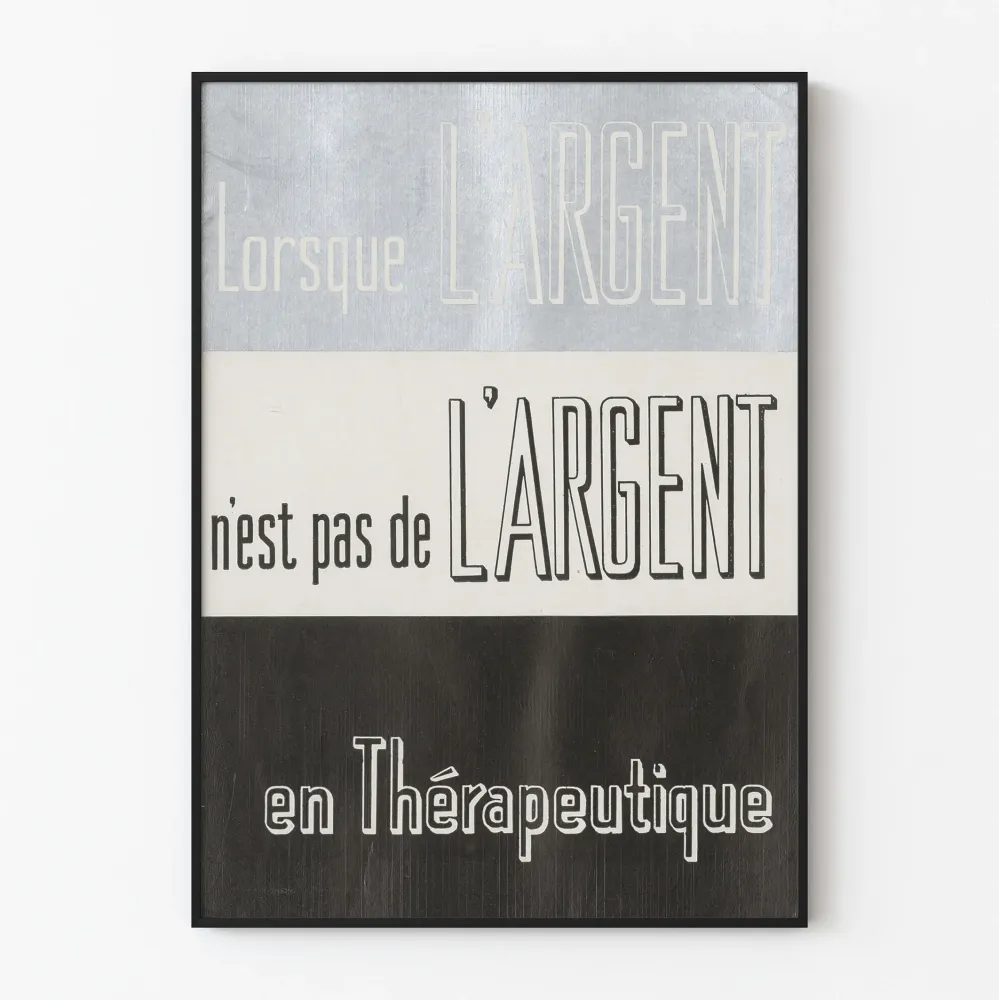 Koristejuliste 'Kun raha ei ole rahaa' graafisessa typografiassa