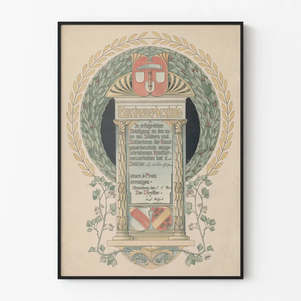 Koristejuliste Kunstgewerbeschule Art Nouveau -tyylillä