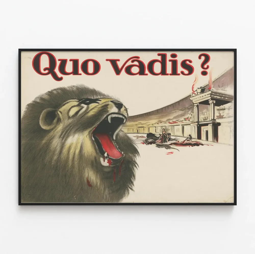 Koristejuliste Leijonaa karjuva Quo Vadis historialliseksi seinäkoristeeksi
