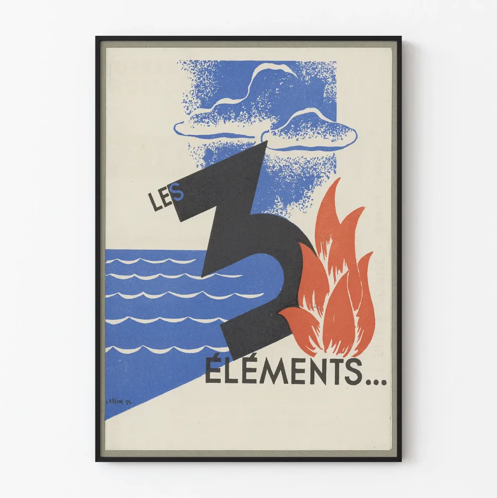 koristejuliste Les 3 Elementin graafinen suunnittelu vintage