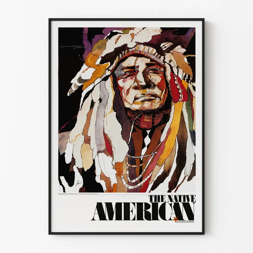 Koristejuliste Native American - Muotokuva Taiteellinen Väritetty