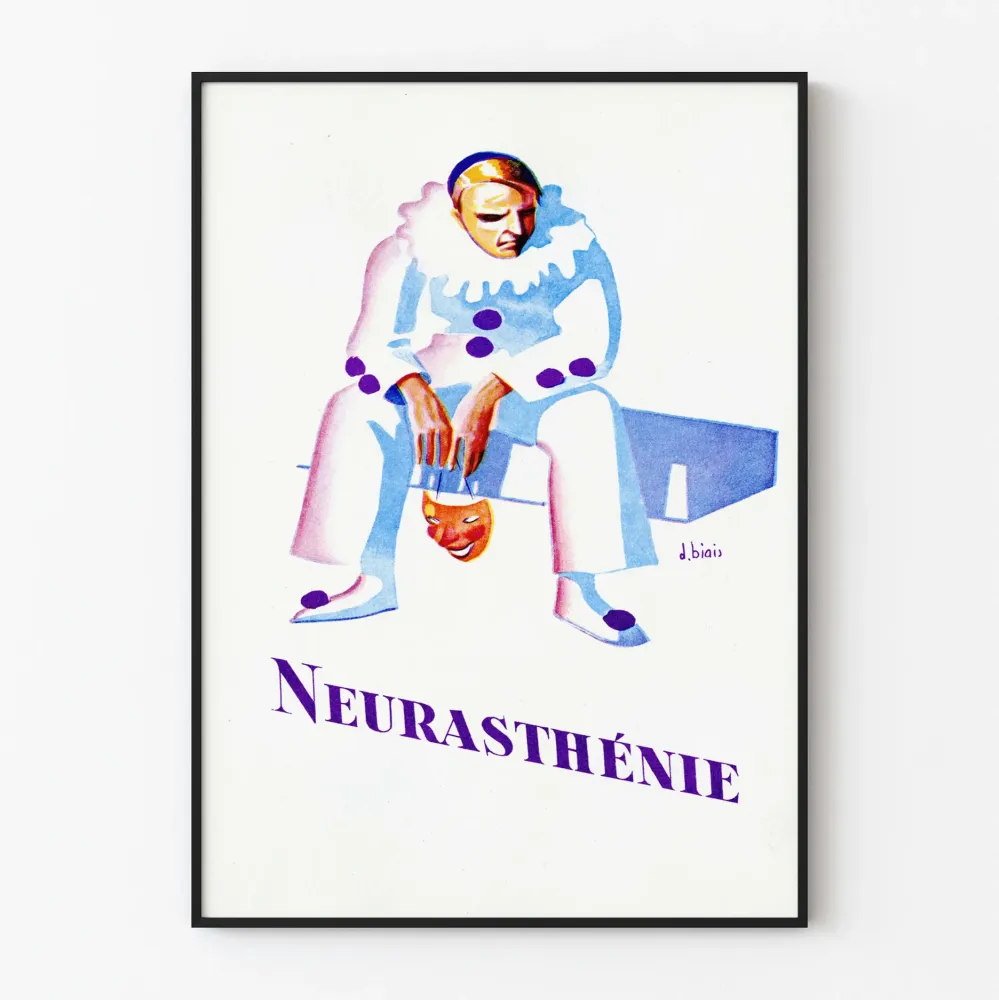 Koristejuliste Neurasthenia - Melankolinen Pierrot -kuvitus