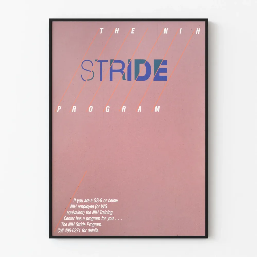 Koristejuliste NIH Stride -ohjelman minimalistinen muotoilu