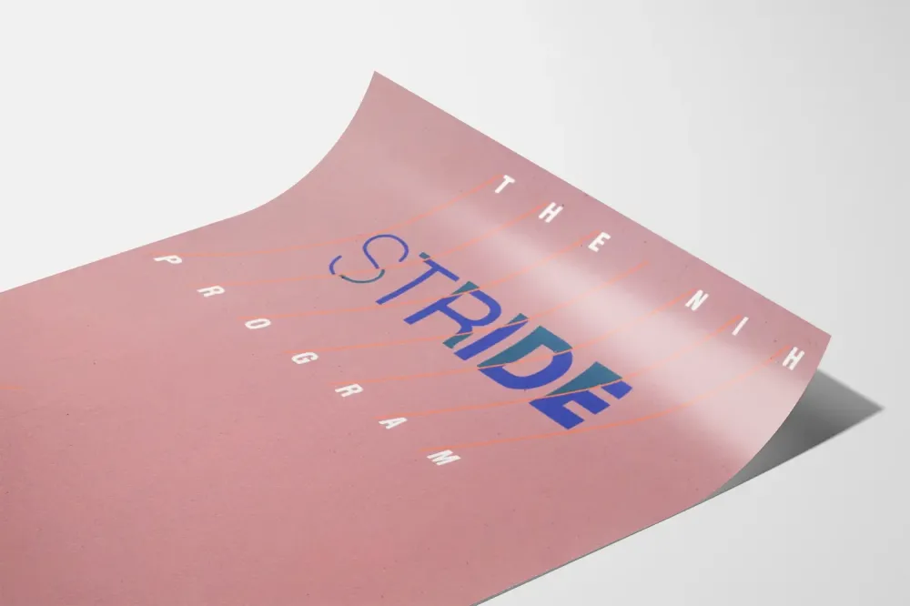 Koristejuliste NIH Stride -ohjelman minimalistinen muotoilu