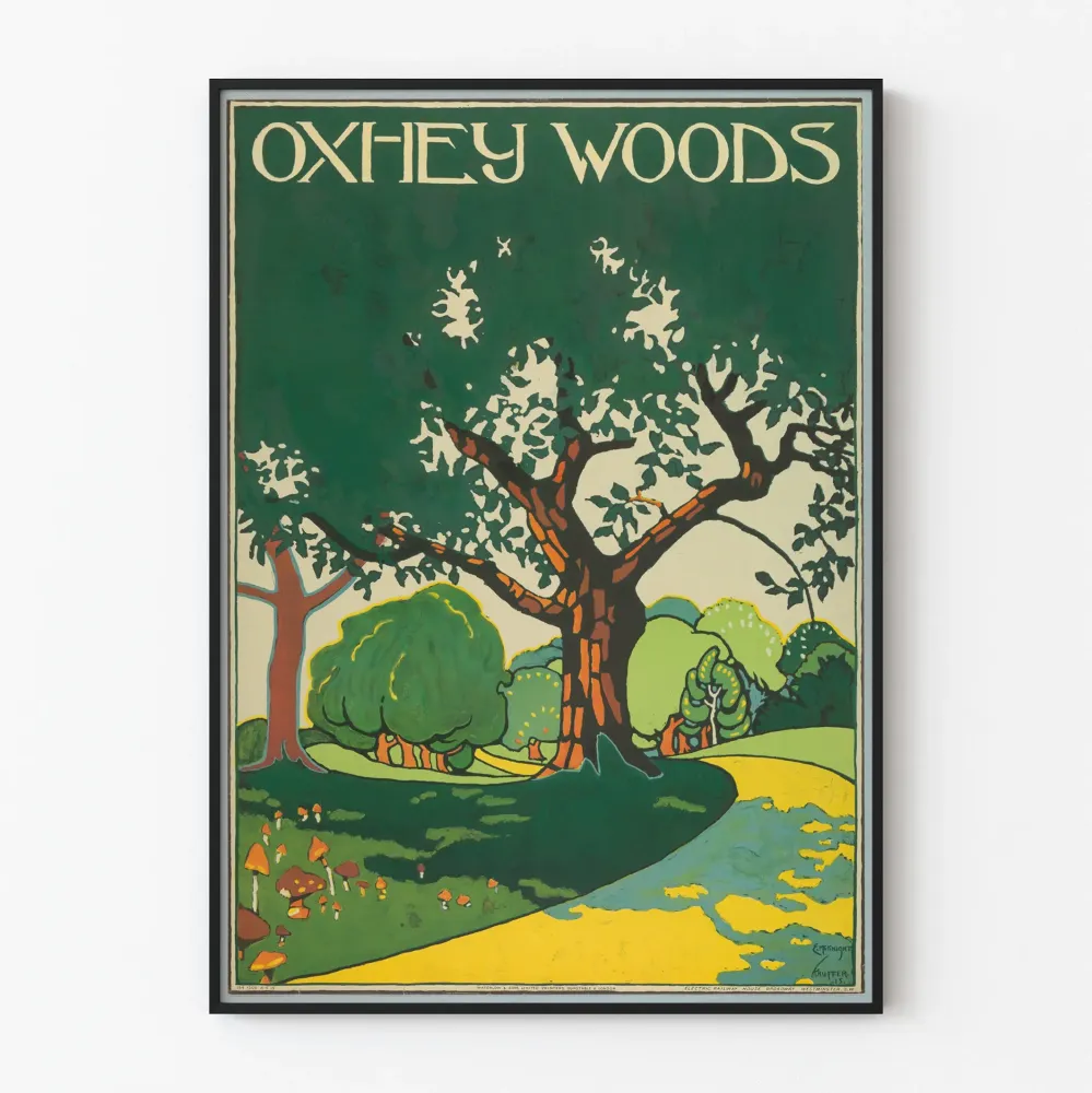 Koristejuliste Oxhey Woods -tyylinen vintage