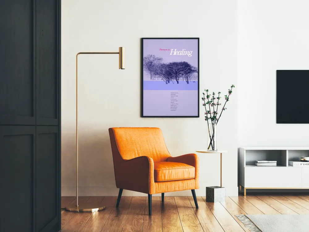 Koristejuliste Partners Healing hoitotilaan
