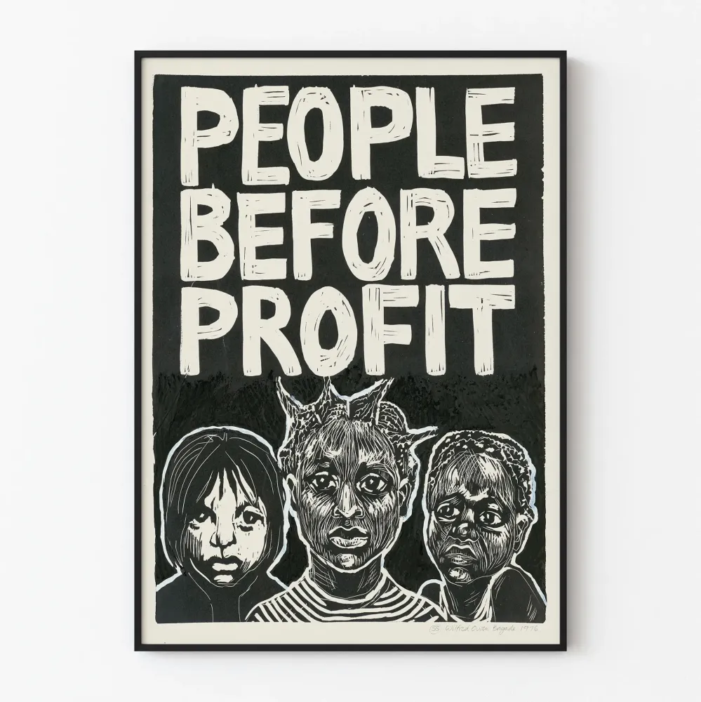Koristejuliste People Before Profit - Tärkeä ja vaikuttava taide