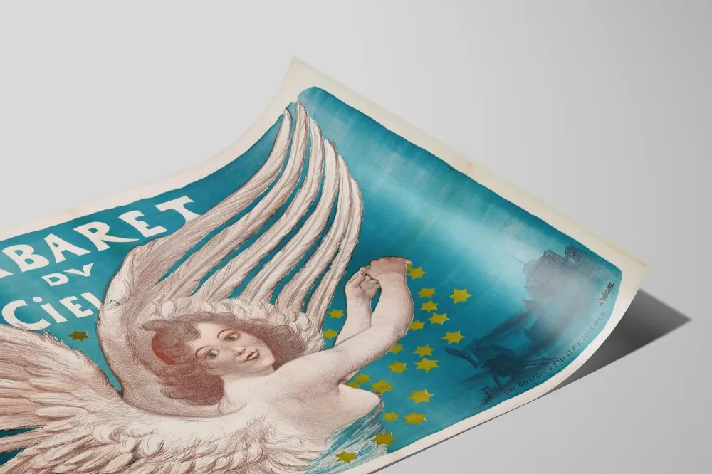 Koristejuliste Taivaan kabaree valkoisilla siivillä