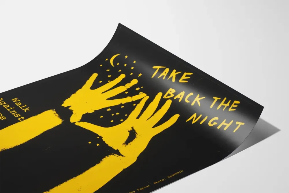 Koristejuliste Take Back Night - Juliste väkivaltakohteita vastaan
