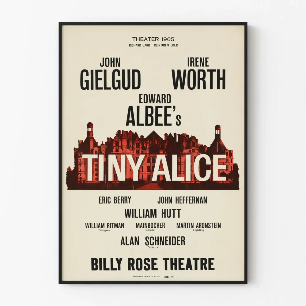 Koristejuliste teatterista vintage Tiny Alice 1965