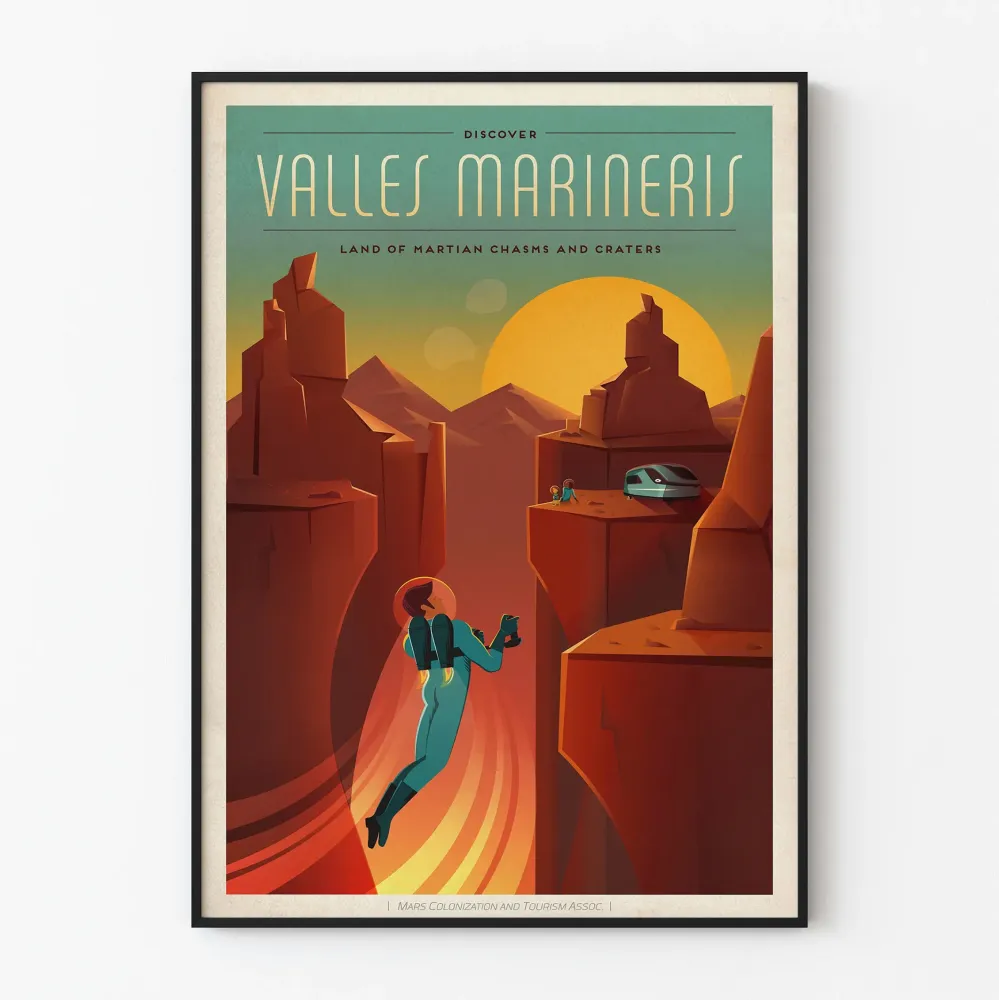 Koristejuliste Valles Marineris - Tulevaisuuden Marsmaiset maisemat