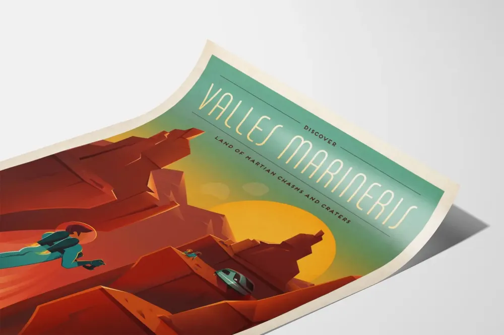 Koristejuliste Valles Marineris - Tulevaisuuden Marsmaiset maisemat