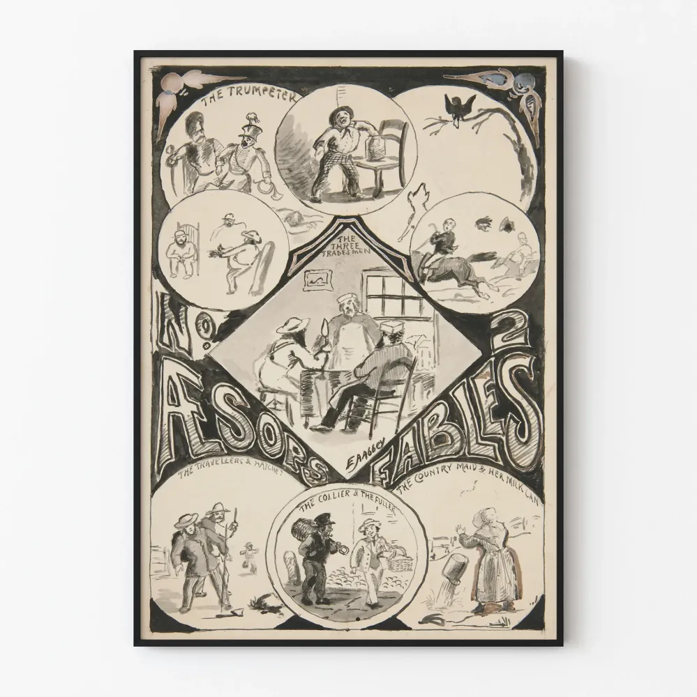 Koristejuliste vintage Aesopin sadut