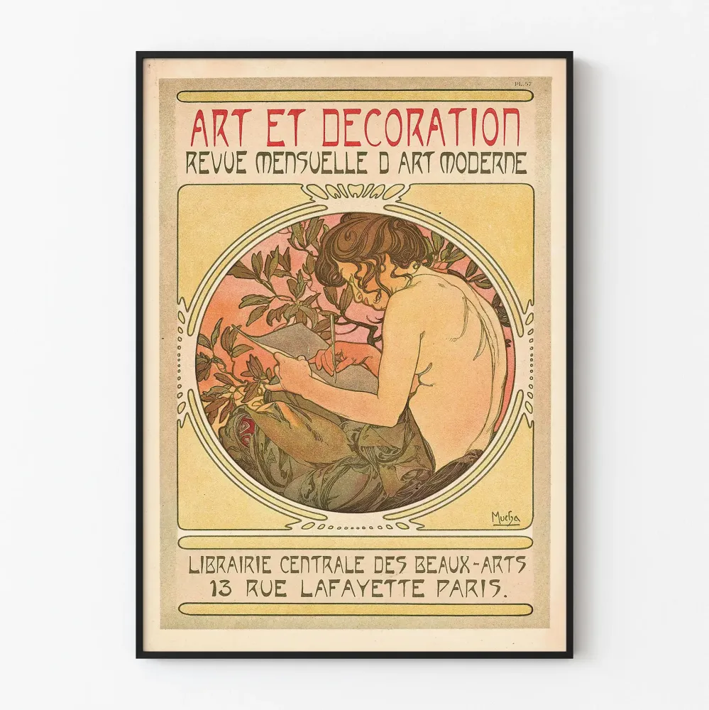 Koristejuliste vintage Art et Décoration teoksesta Mucha