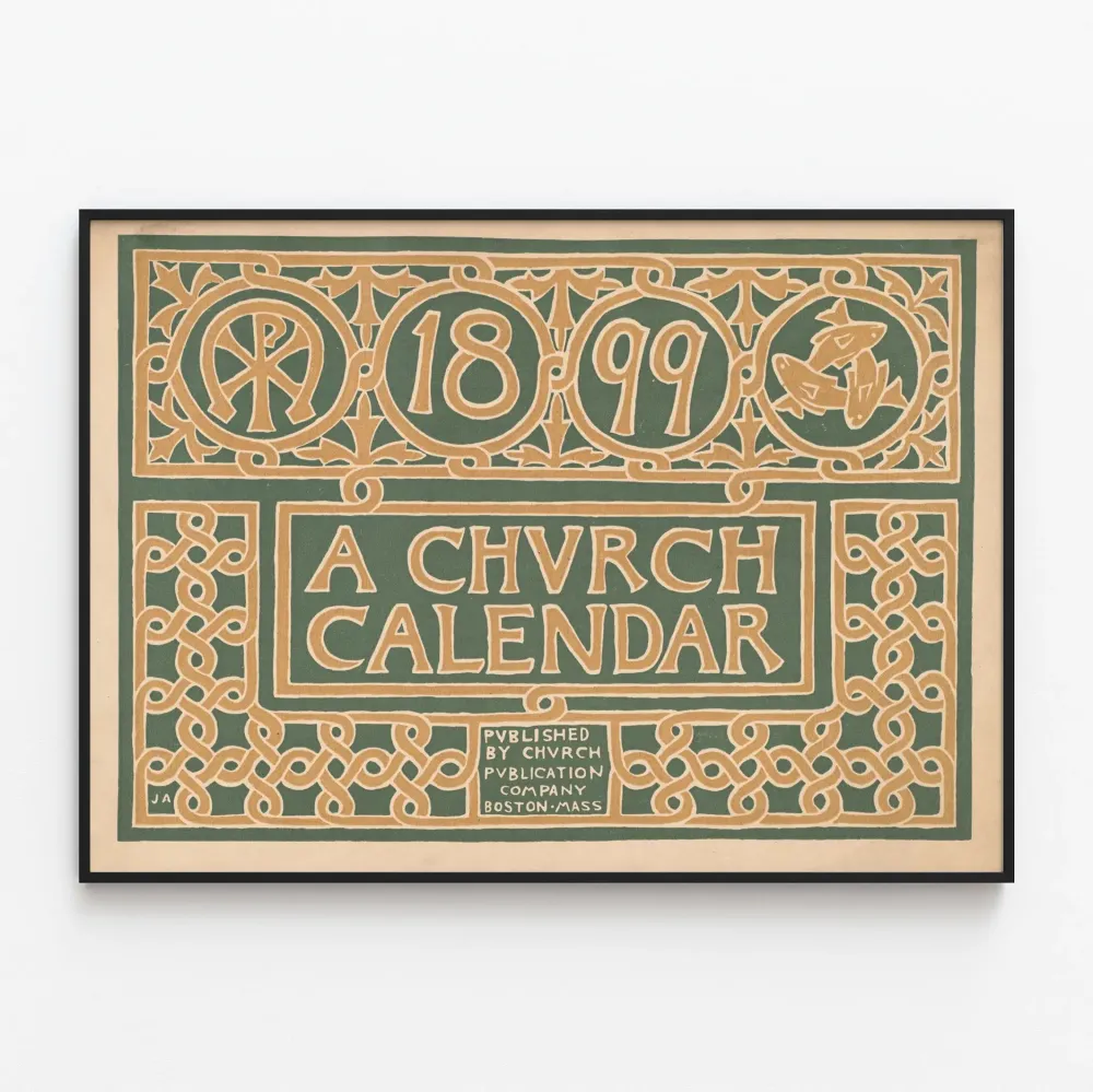 Koristejuliste vintage Church Calendar 1899