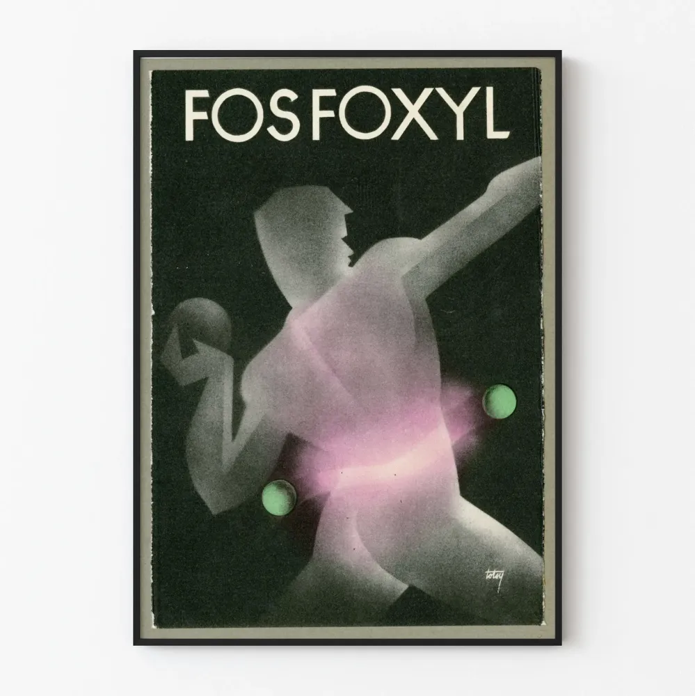 Koristejuliste vintage Fos Foxyl graafisella tyylillä