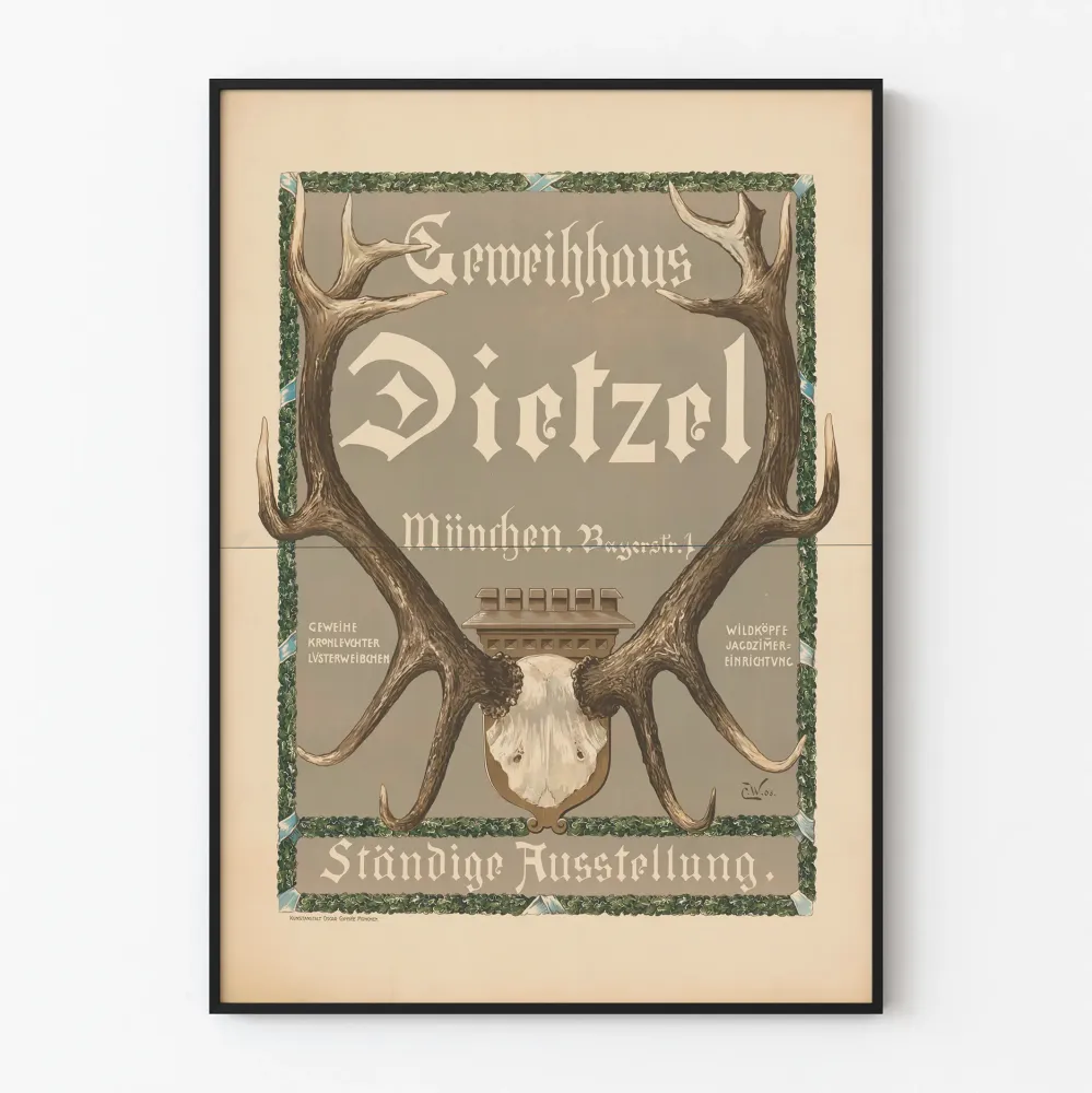 Koristejuliste vintage Geweihhaus Dietzel München
