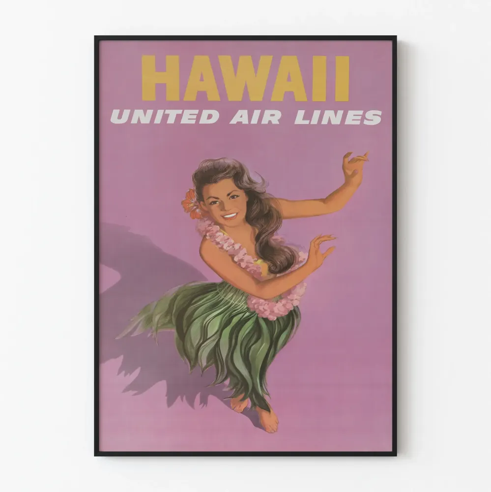 Koristejuliste vintage Hawaii United Air Lines