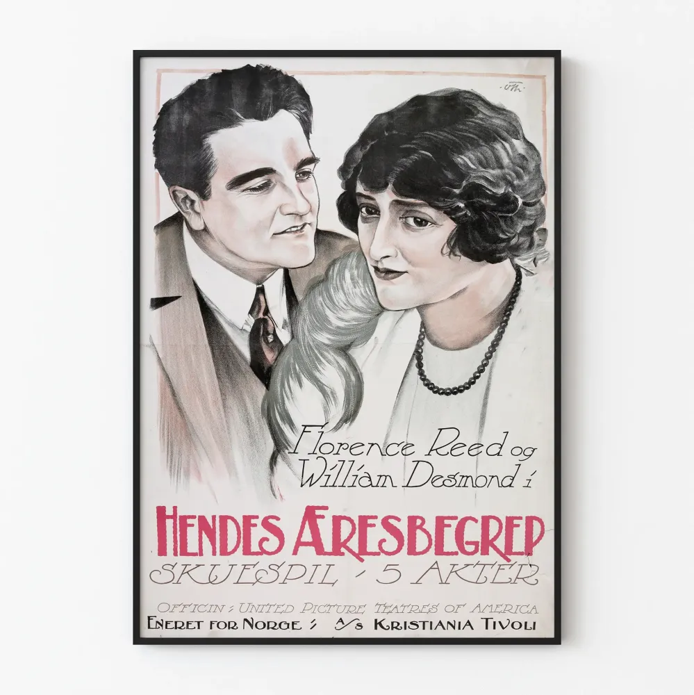 Koristejuliste vintage Hendes Æresbegrep Florence Reedin ja William Desmondin kanssa