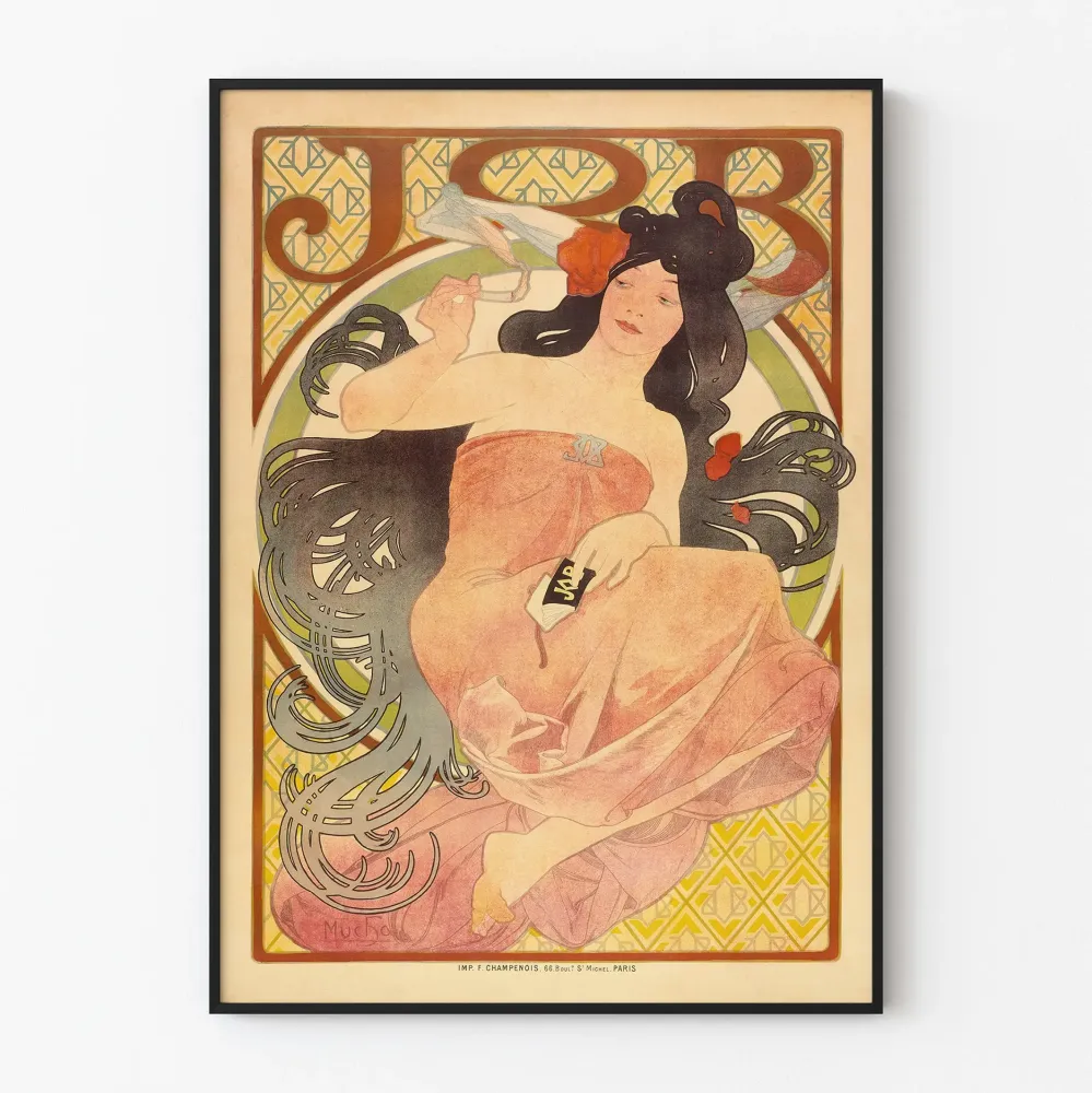Koristejuliste vintage Job Mucha tyylikkääseen seinäkoristukseen