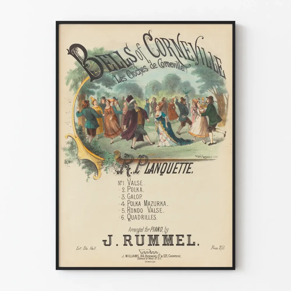 Koristejuliste vintage Les Cloches de Corneville seinäkoristukseen