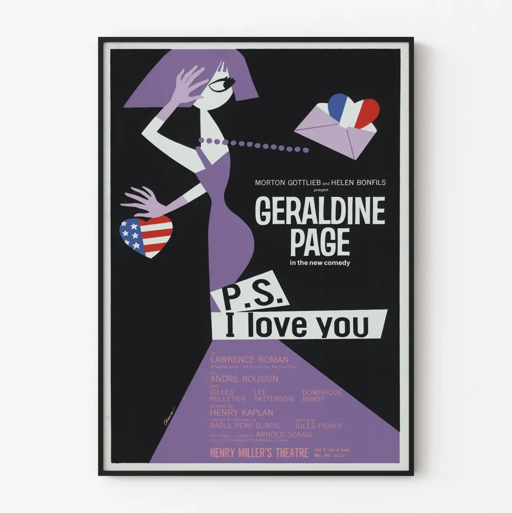 Koristejuliste vintage P.S. I Love You - Retro graafinen tyyli